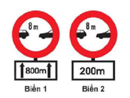 Biển nào báo hiệu chiều dài đoạn đường phải giữ cự ly tối thiểu giữa hai xe?