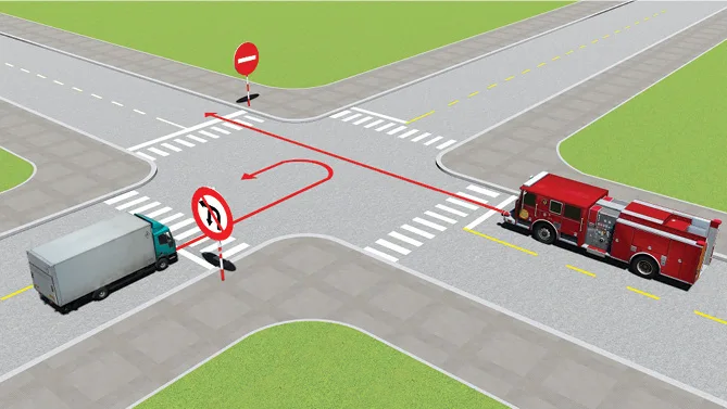 Đi theo hướng mũi tên, xe nào vi phạm quy tắc giao thông?