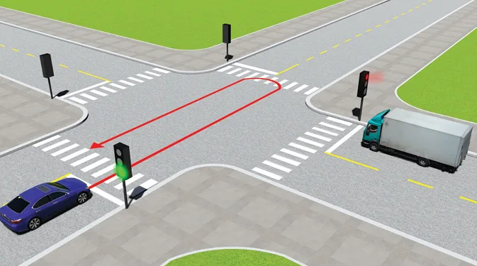 Xe con quay đầu đi ngược lại như hình vẽ dưới có vi phạm quy tắc giao thông không?