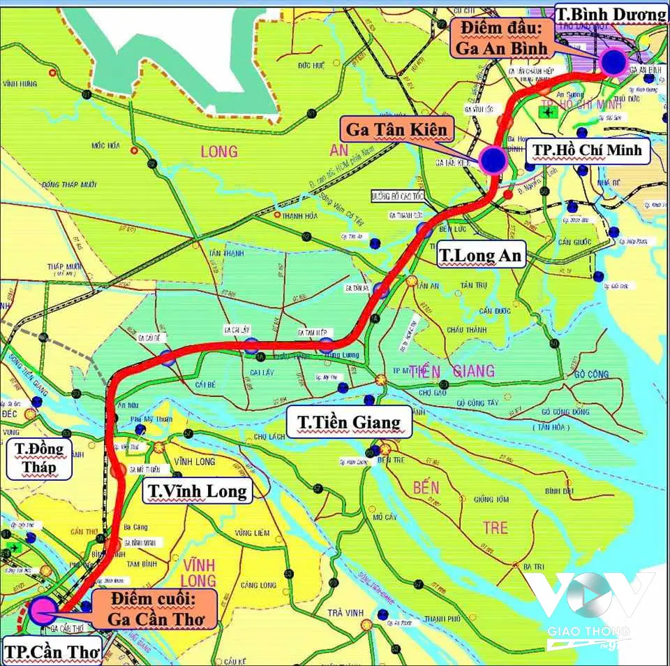 Sơ đồ tuyến đường sắt TP.HCM – Cần Thơ được phát họa mà trong năm 2025 này phải hoàn tất hồ sơ pháp lý